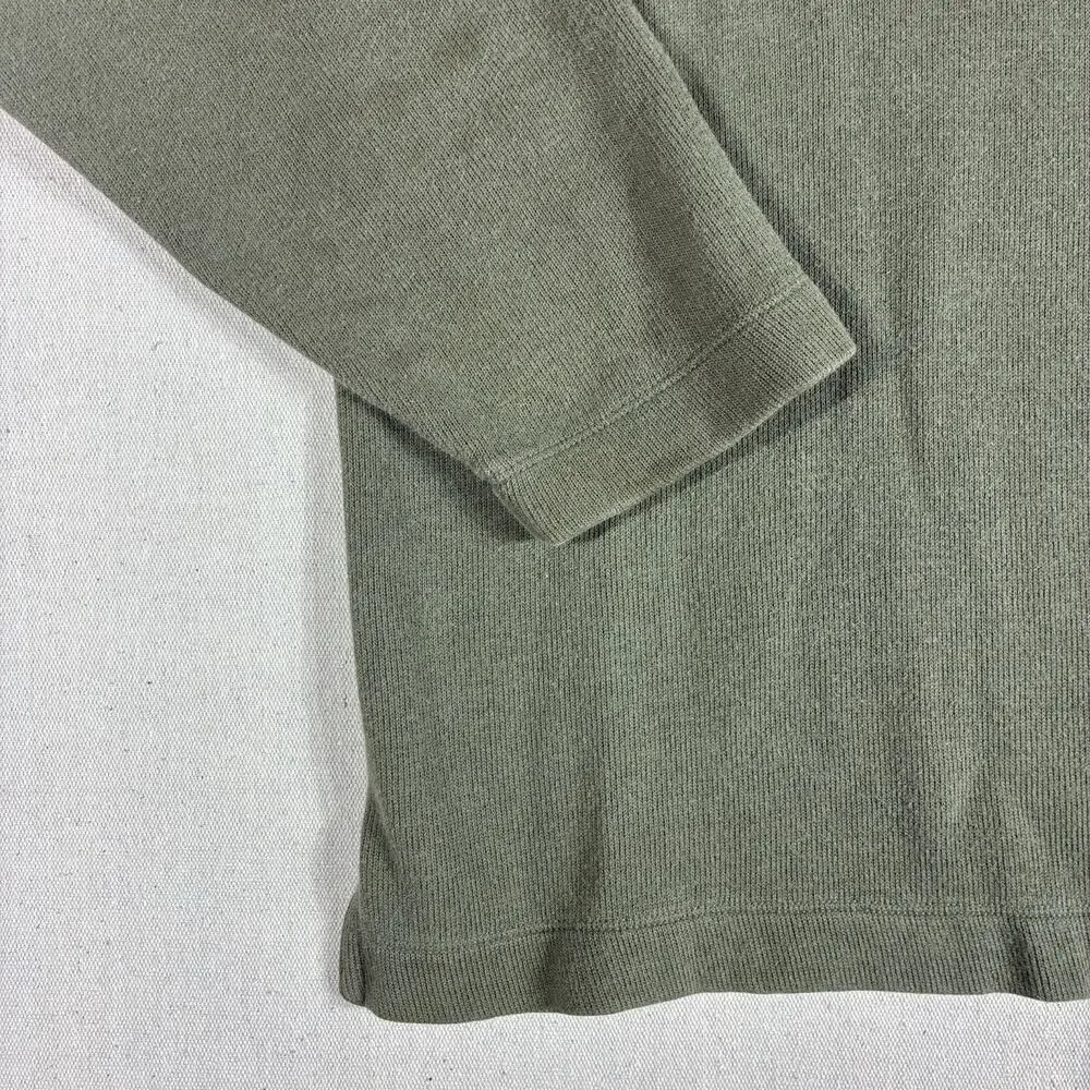 Eddie Bauer Men XL Thermal Shirt Long Sleeve Ribbed Knit Cotton Olive Green Crew - Picture 3 of 8
